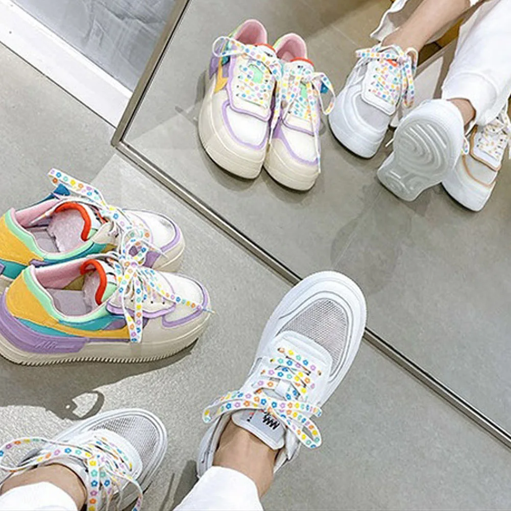 1 Pair New Sakura Shoelaces Flat Little Daisies Shoe Laces High-top Canvas Sneakers Shoelace Laces Shoe Strings Cute