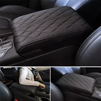 pu leather car armrest pad cover universal center console wave embroider auto box protection cushion hand supports