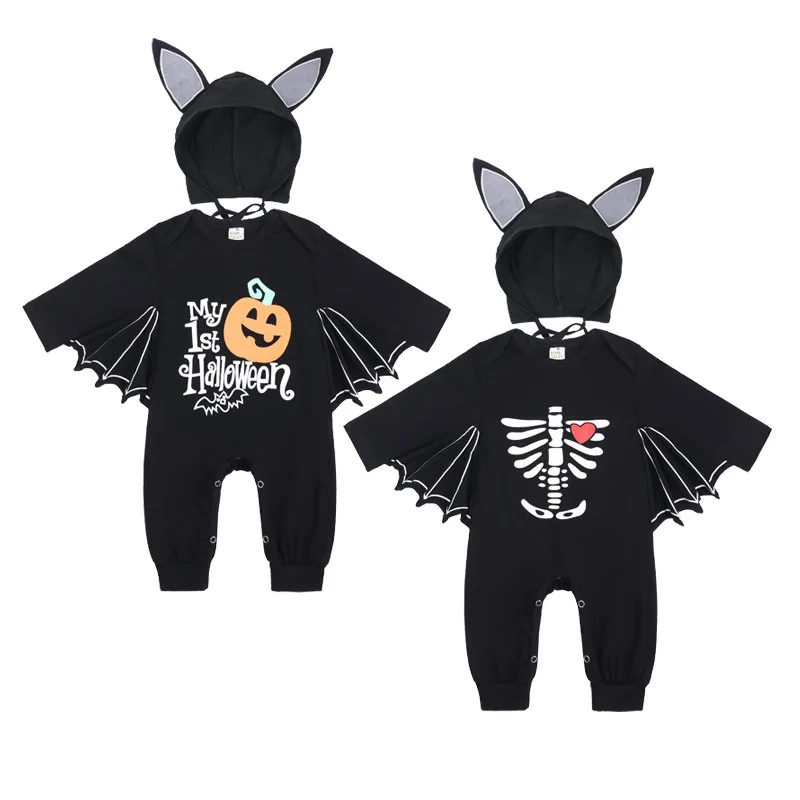 Halloween autunno neonato neonati maschi ragazze pagliaccetti 0-24M cartone animato zucca lettera stampa manica a pipistrello pagliaccetto tute Costume