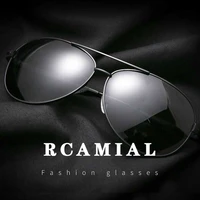 rcamial sunglasses men polarized uv400 lens metal frame driving sun glasses for car driver fishing outdoor high quality