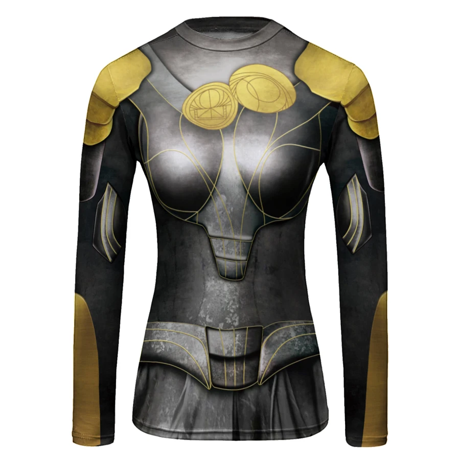 

Футболка женская компрессионная с длинным рукавом и 3D-принтом