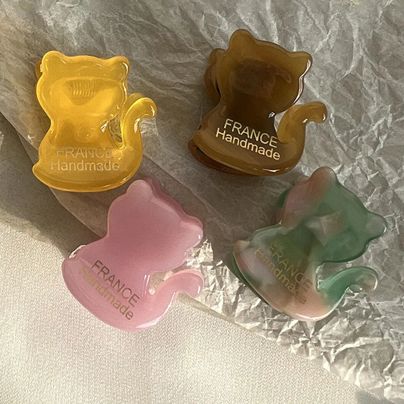 

1 шт. новая милая мультяшная заколка для волос корейский маленький золотой Стандартный котенок зажим для волос ацетатная челка модные аксес...