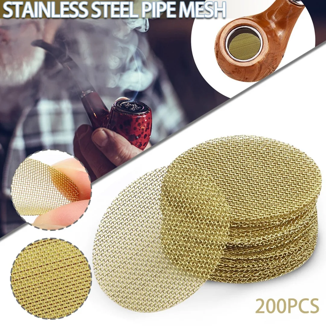 

200Pcs Smoking Pipe Filter Brass Round Filter Mesh Pipe Screens 3/4" Heavy Duty High-Quality Gold Tobacco Smoking Accessories