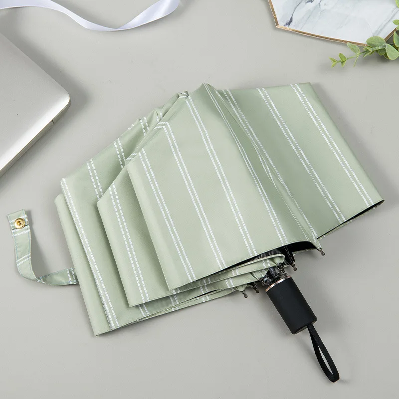 Зонт ветрозащитный мужской/женский складной уличный зонтик в полоску с черным