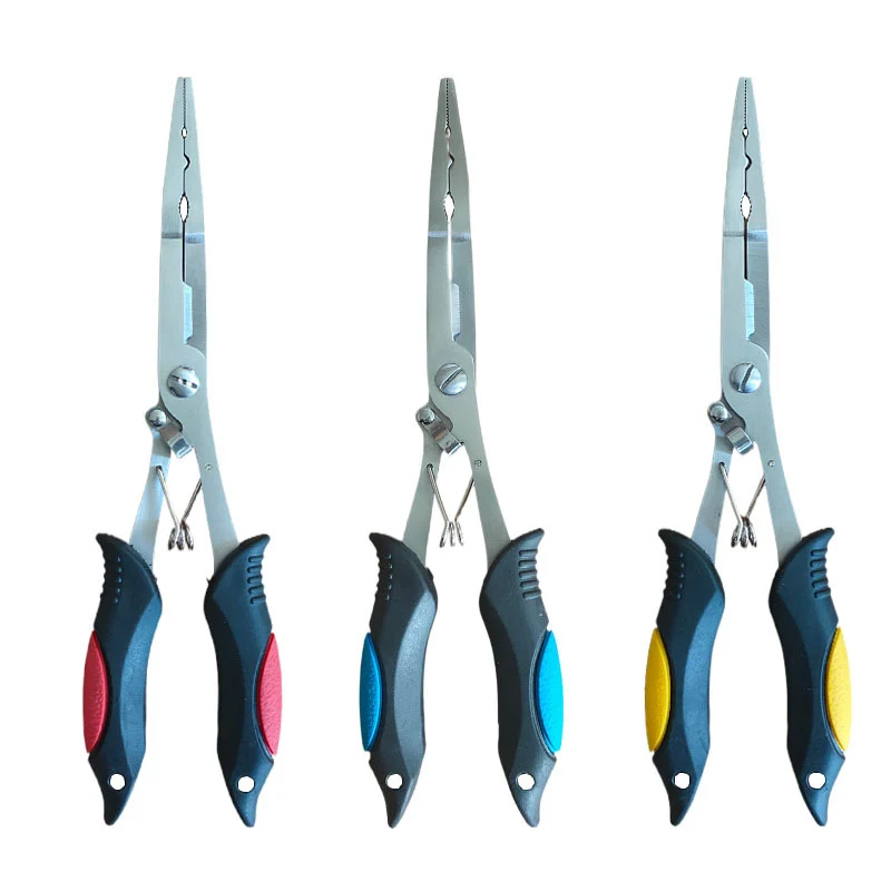 

Fishing Luya Stainless Mouth Fish Handle Pliers Steel With Hook Accessories Fishing Pliers Multifunctional Pliers Rubber