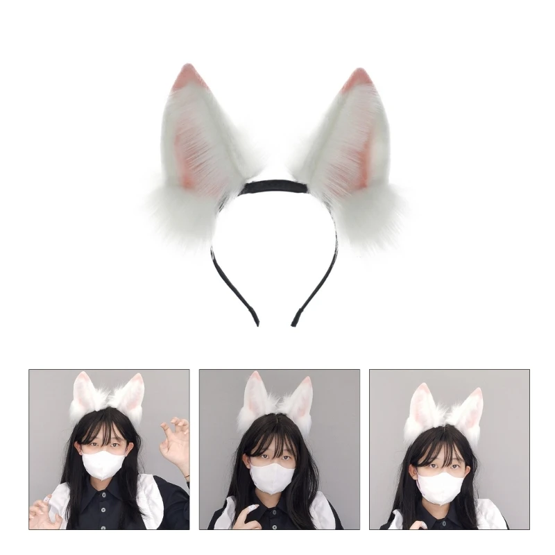 

N58F Carnivals Foxes Ear Hair Hoop Live Broadcast Hair Holder Festival Headwear