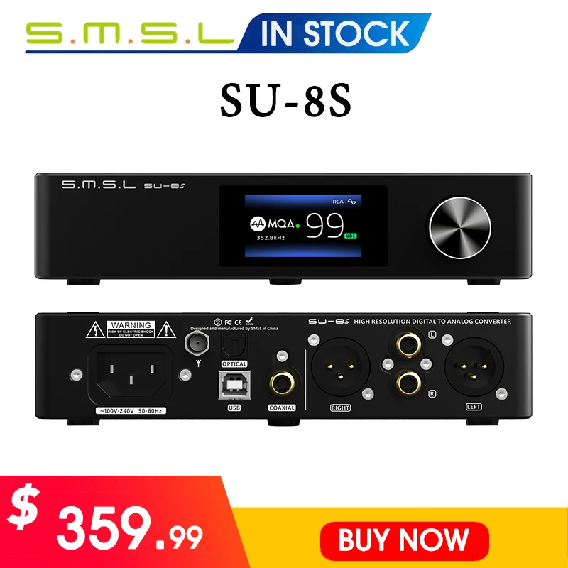 

SMSL SU-8S MQA декодер ES9068AS Bluetooth 5,0 SU8S DAC DSD512 PCM768kHz/32Bit с дистанционным управлением