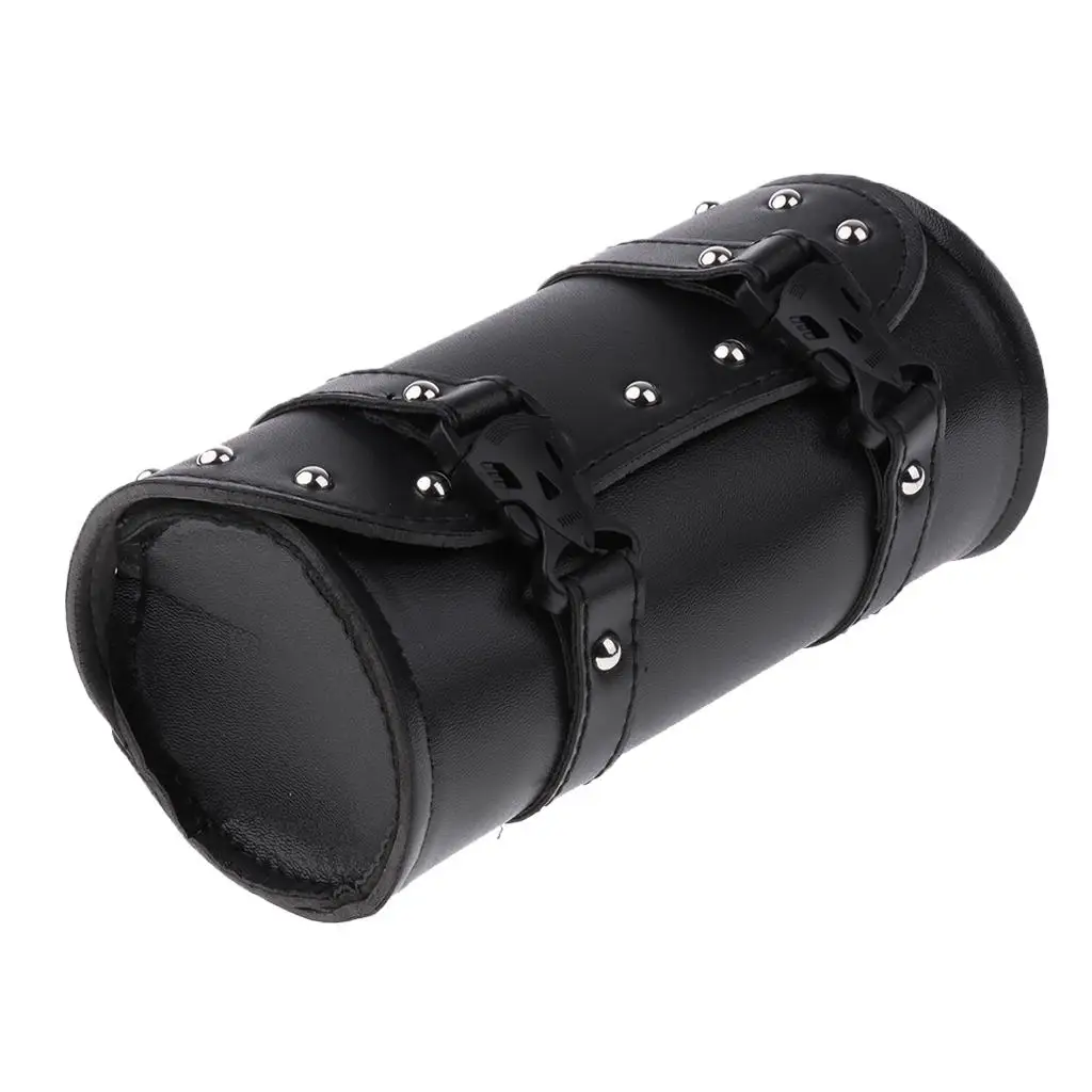 

Motorcycle Saddlebag Round Barrel Roll Tool Bag w/Straps for