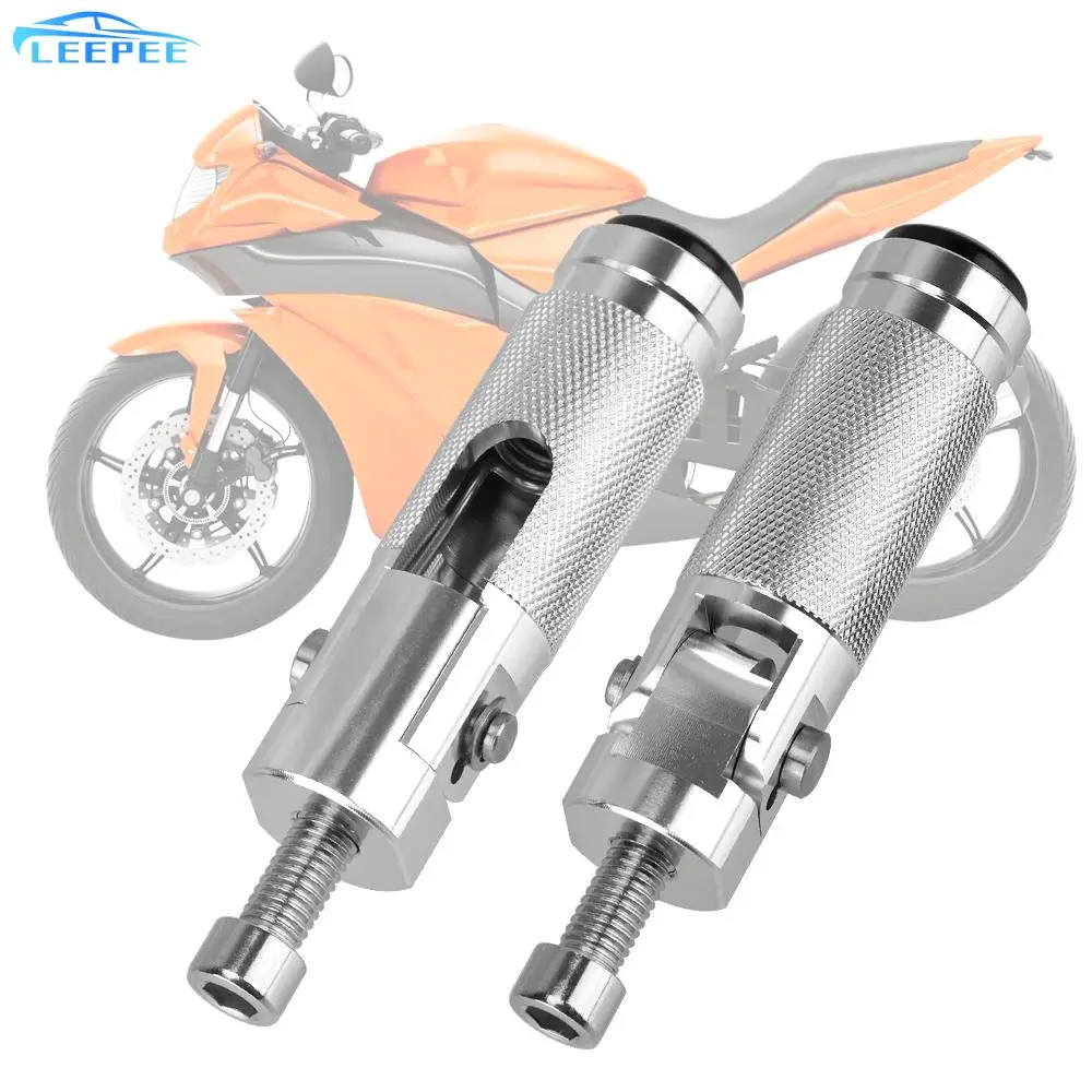

Folding Foot Rests Pegs 2Pcs Aluminum Alloy Black Sliver for Motorcycle Motor Bike Rear Pedals Set Parts Footrests