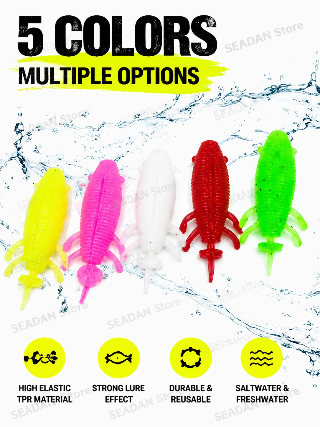 Фото Плавающая приманка-червь Topwater, 8 см, 13 г, высокоэластичный TPR, защита от травы, с крючком-крэнком и бусиной, для ловли змееголова и окуня №3