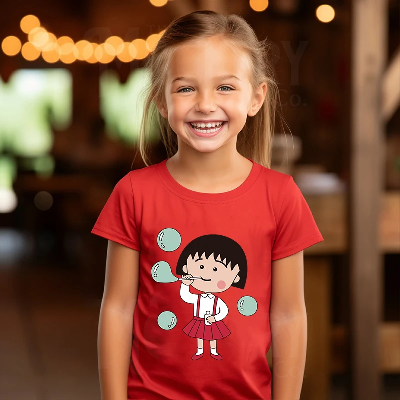 Детская футболка с принтом Chibi Maruko-chan летняя детская хлопковая короткими