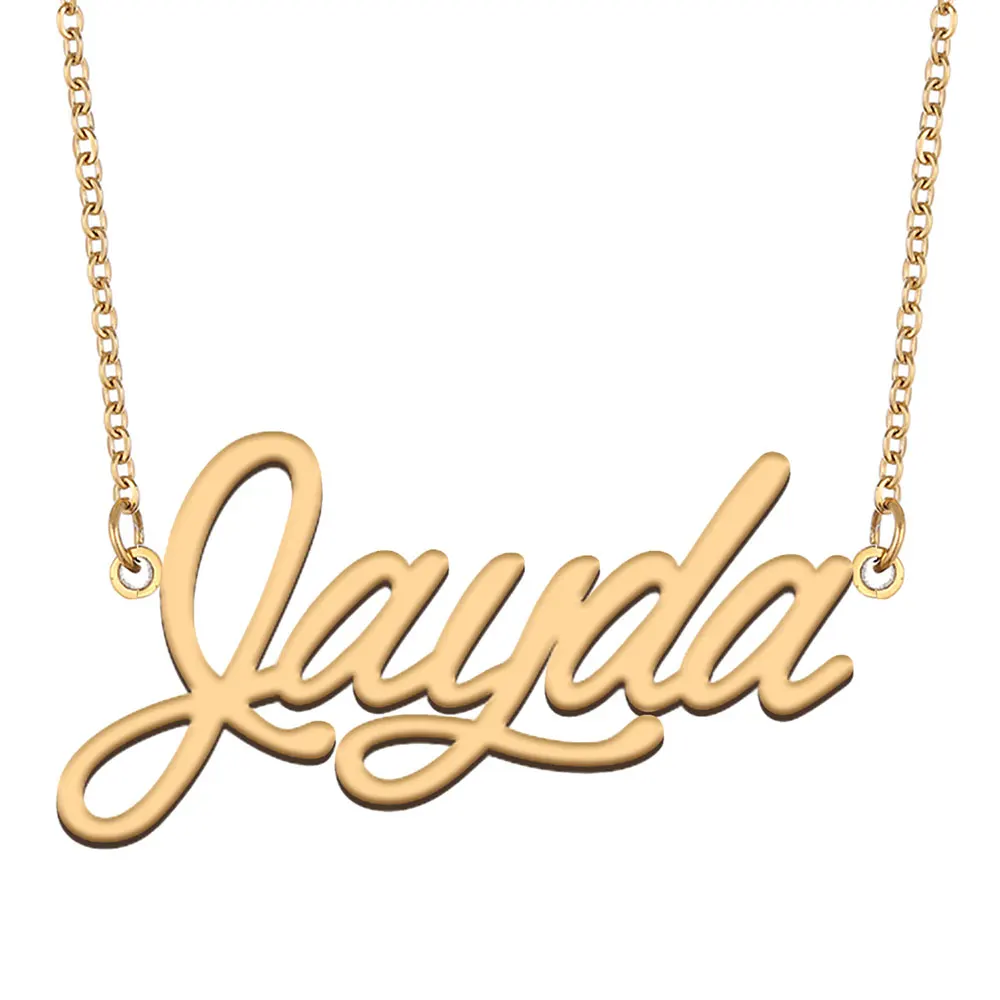 

Jayda Name Necklace for Women Stainless Steel Jewelry Gold Color Nameplate Pendant Collares Para Mujer Letters Choker