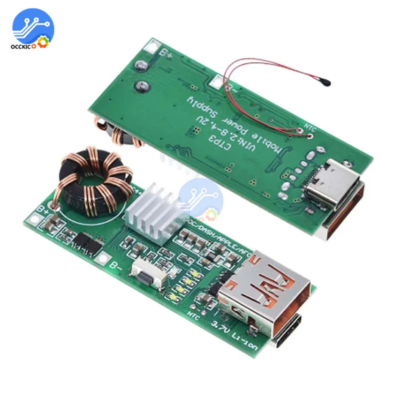 

QC4.0 QC3.0 PD USB Type-C Quick Charge Board 3.7V to 5V 9V 4.5A 18W Boost Mobile Phone Power Bank Charger Module