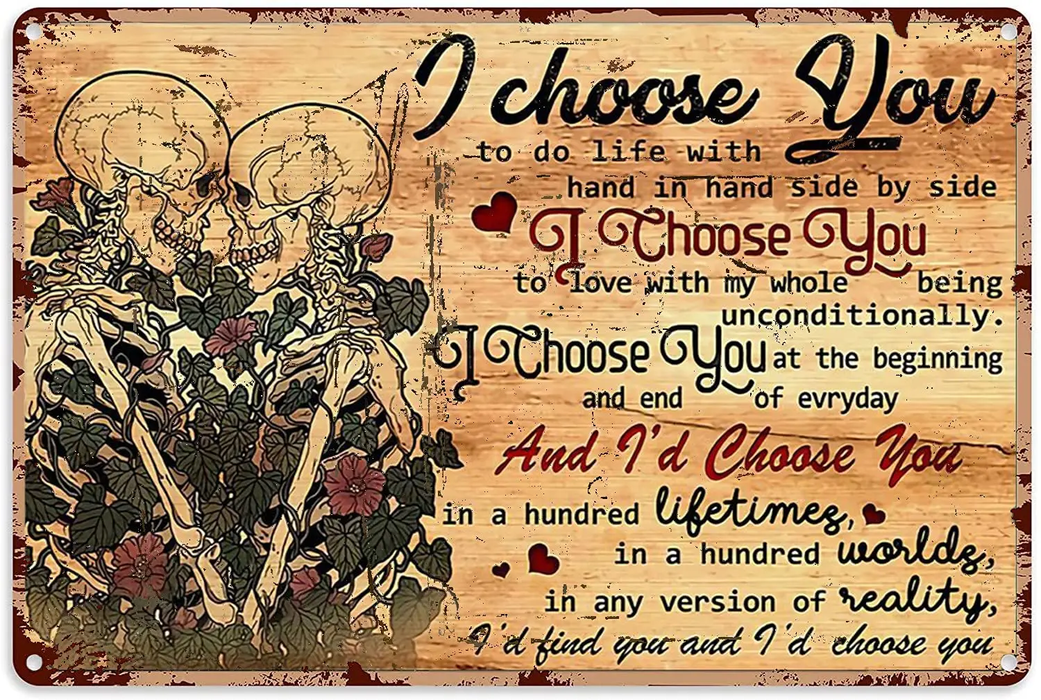 

Большой металлический знак I Choose You, Декор, жестяной алюминиевый знак, забавный металлический постер на стену для мужчин, для дома, ванной, 12x8 дюймов