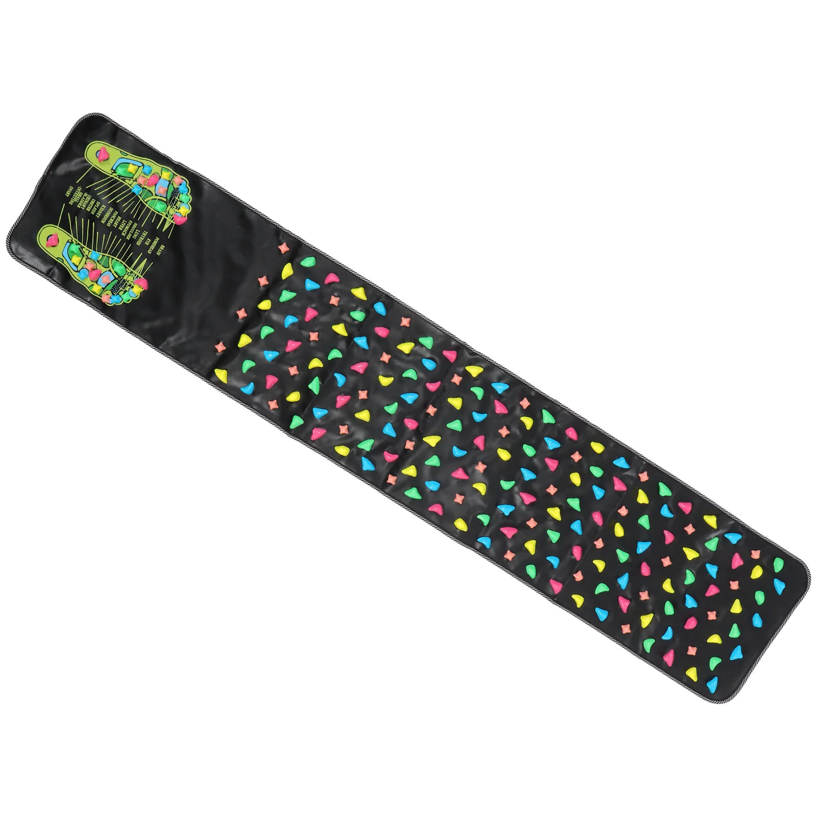 Foot Massage Mat Fake Cobblestone Non-Slip Floor for Home (Black 175x35cm)