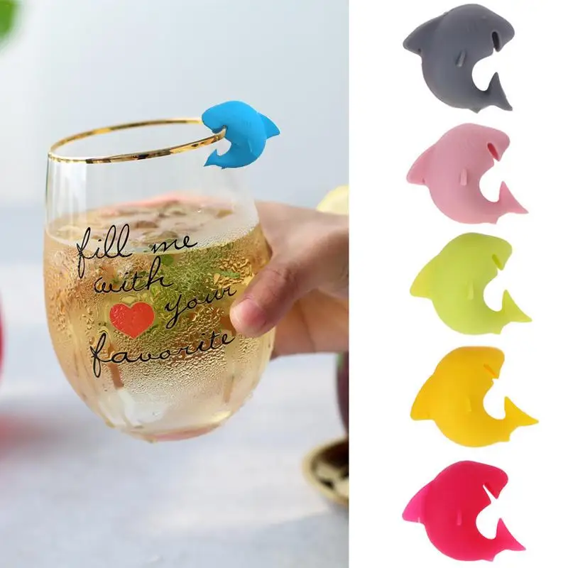 

Wine Glass Marker 6pcs Wine Glass Marker Durable Creative Shark Shape Silicone Drink Charm Drinking Cocktails Cup Identifiers