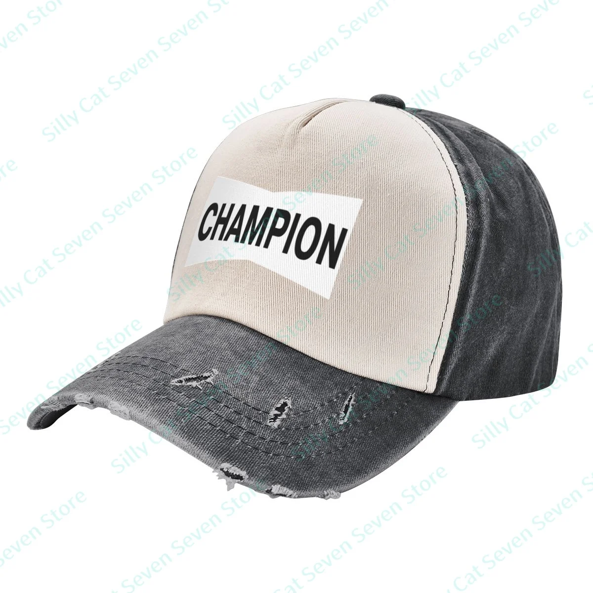 

Fashion CHAMPIONS cowboy Baseball Cap Men Women Vintage adjustable Mixed color stitching Baseball Cap Washed Dad Hat