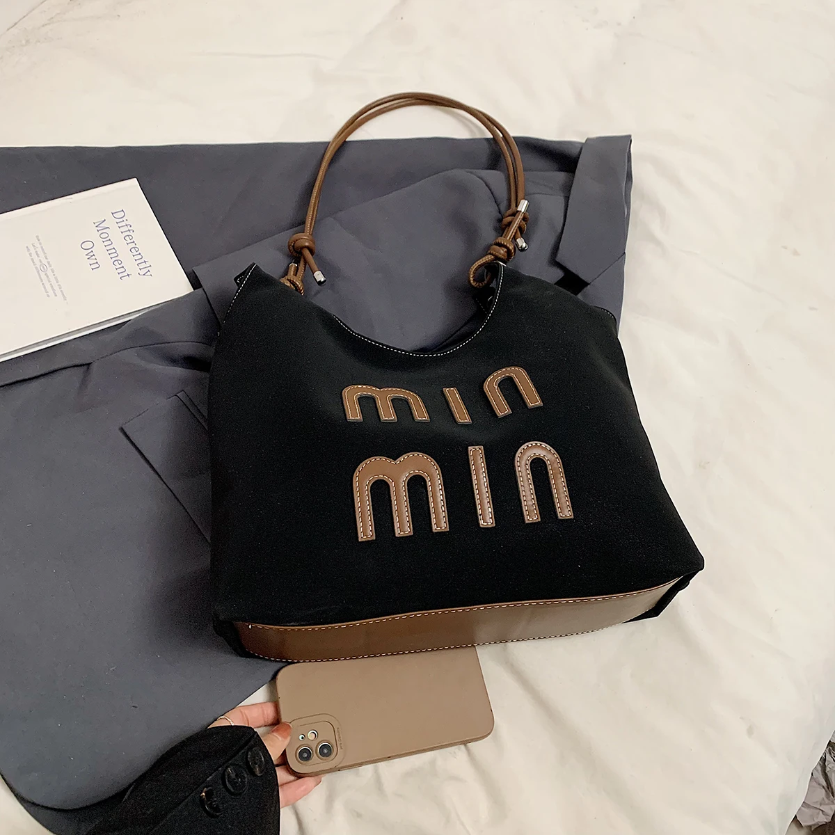 Новая модная женская большая вместительная сумка на одно плечо с буквенным