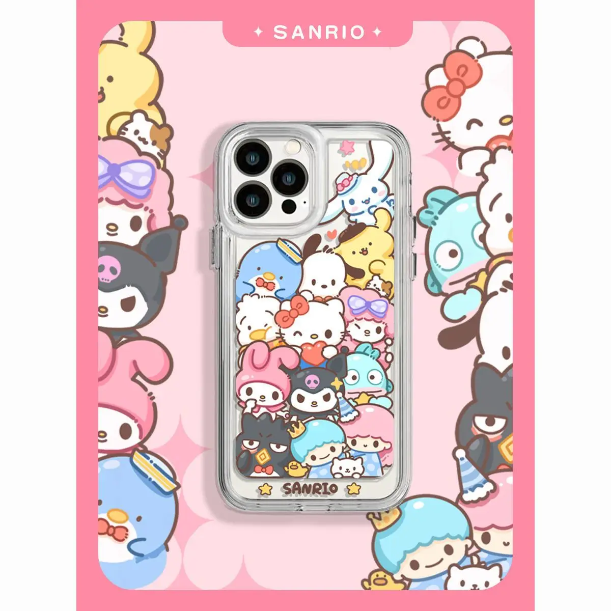 

Sanrio Hello Kitty Kuromi Cinnamoroll Phone Case Cute Cartoon All-inclusive lens anti-shatter silicone iPhone case for 14 13 12