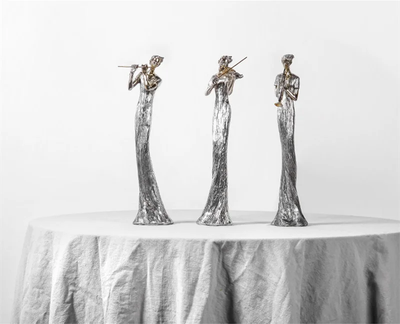 

Europe [MGT] originality Silver violinist musician Resin modern Home decor Art Decoration decoration craft ornaments statues