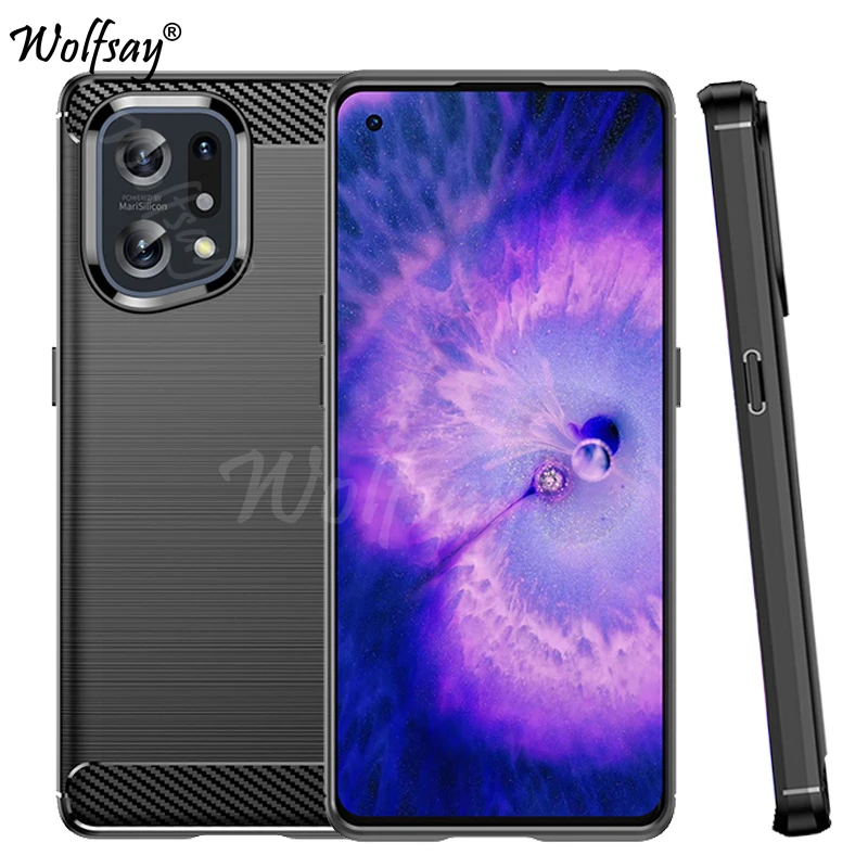 

For Oppo Find X5 Case Bumper Anti-knock Rubber Silicon Carbon Fiber Cover For Find X5 FindX5 Lite Case For Oppo Find X5 Pro Case