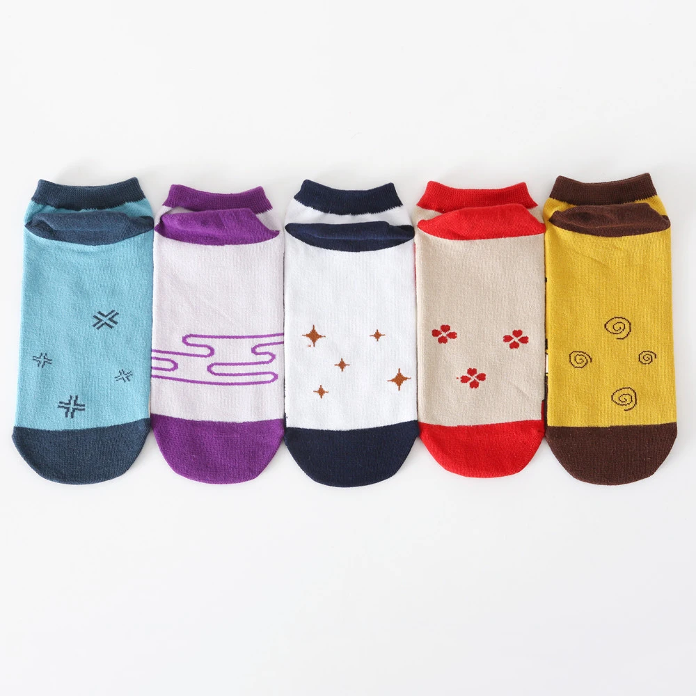 5 пары/упр. Genshin косплей-носки для женщин и мужчин милые хлопковые короткие носки с