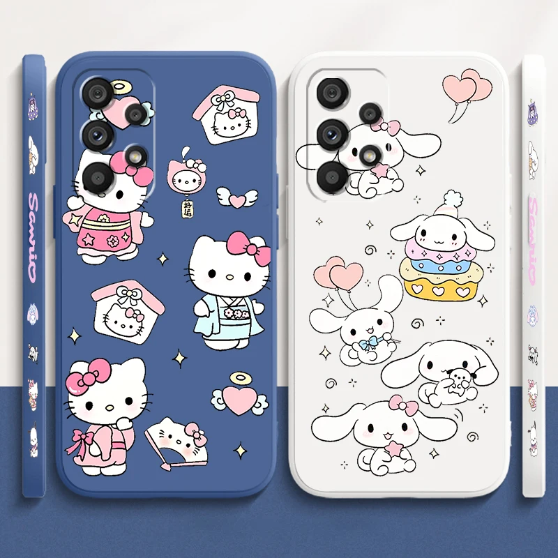 Жидкая левая веревка Sanrio Hello Kitty для Samsung A54 A53 A52 S A33 A32 A51 A71 A21S A13 A73 A72 A23 A12 цвет корицы