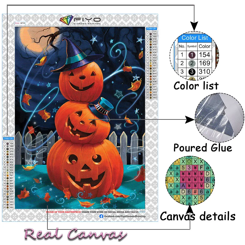 Алмазная живопись Хэллоуин полный квадратный сверловка карикатура вышивка крестом набор тыквенное стразовое изображение домашний декор.