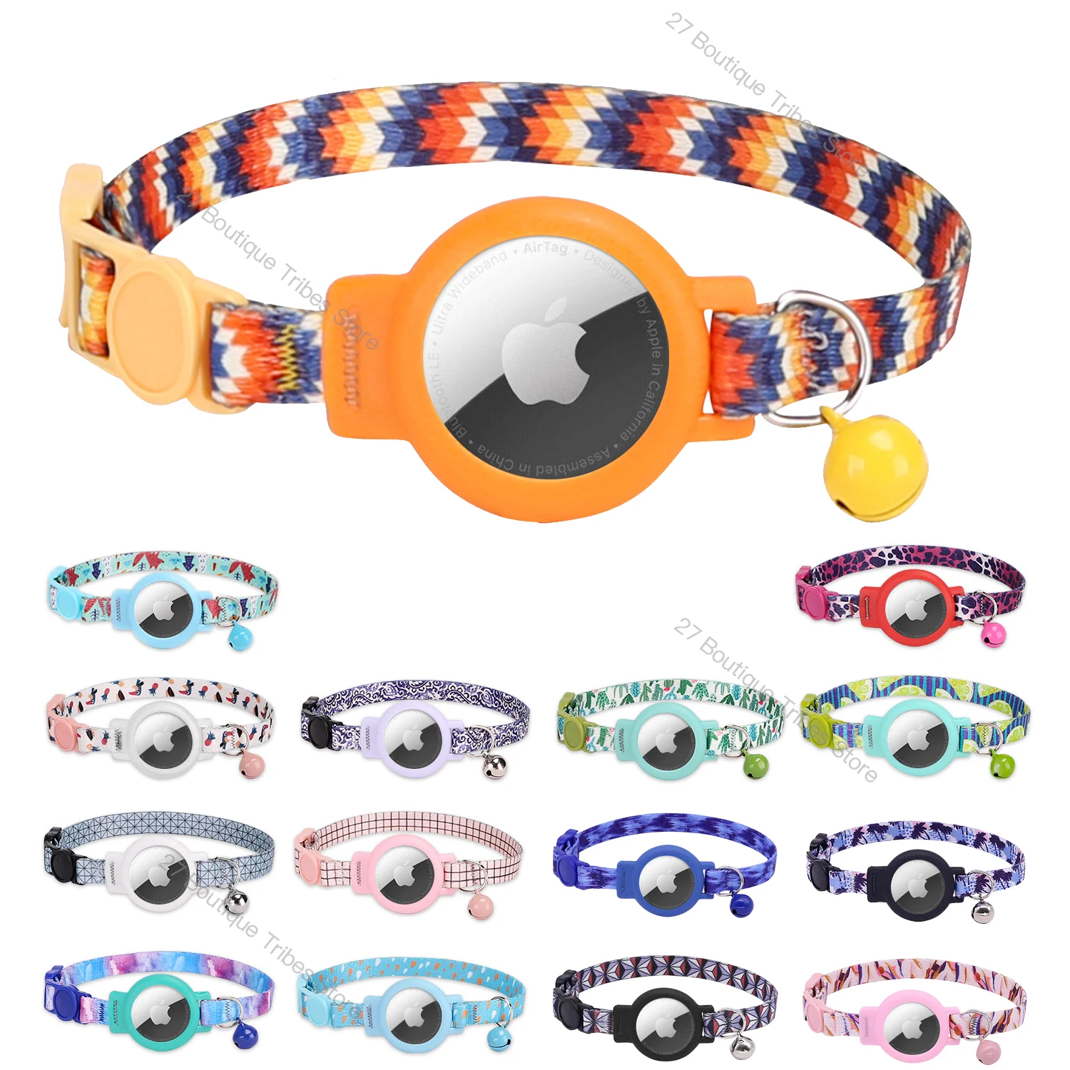

2023 New For Apple Airtag Case Cat Collar With Bell Reflective Nylon Collar For Dog GPS Finder Anti-lost Location Tracker