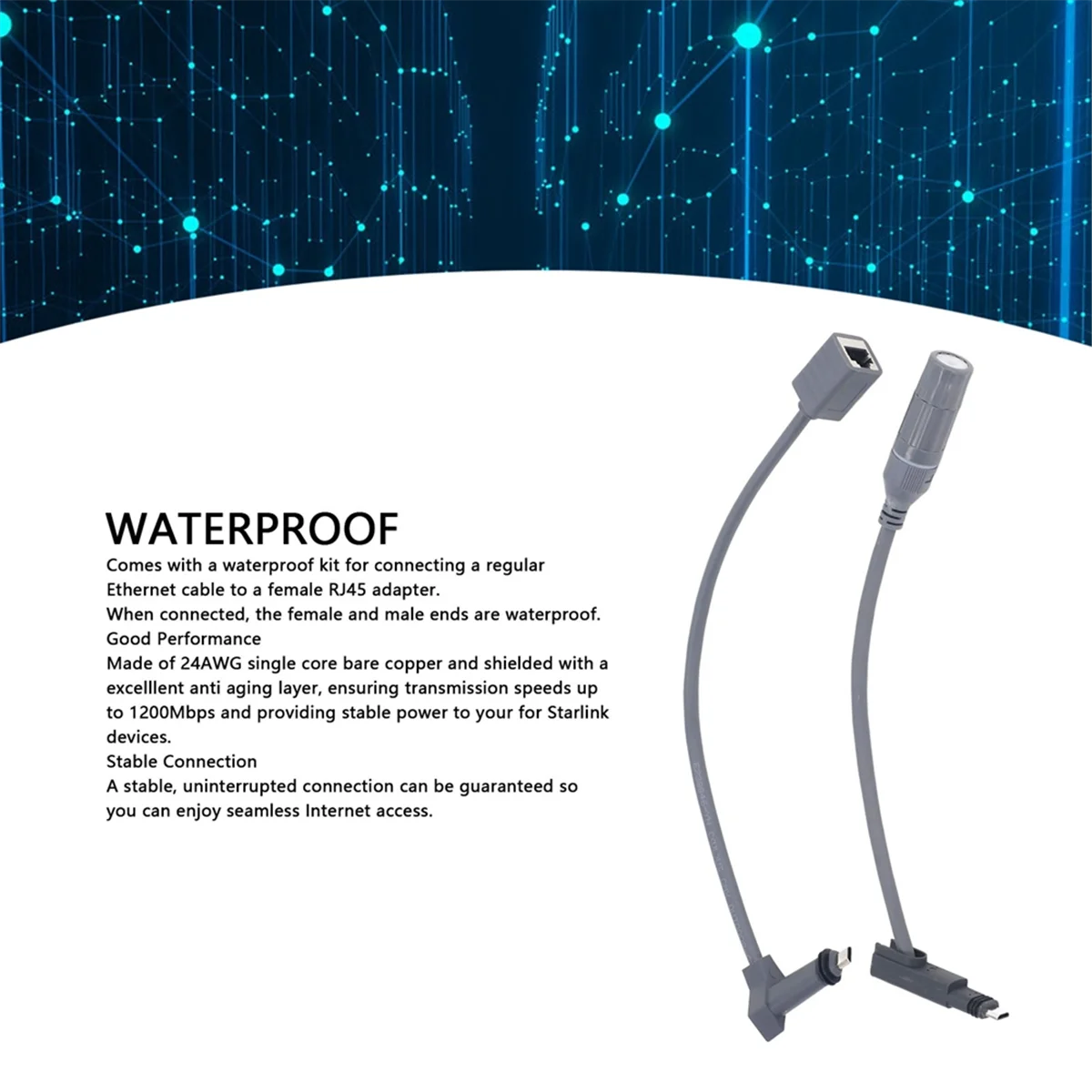 Адаптер удлинительного кабеля SPX-RJ45 скорость 1200 Мбит/с для Starlink пара гнездовых