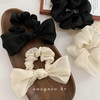 women beaty high quality western style temperament wild french satin bow tie hair ring 2022 new texture rubber band head rope