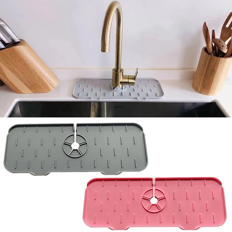 

Bathroom Silicone Faucet Handle Drip Catcher Tray Faucet Mat Drain Pad Splash Pad Reusable Kitchen Sink Countertop Protector