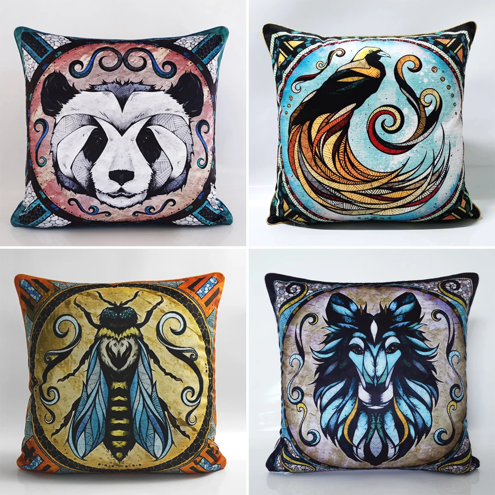 

European Simple Modern Throw Pillow Sofa Plush Cushion American Throw Pillow Animal Head Creative Square Throw Pillow
