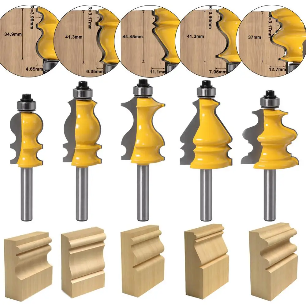 

1PCS Casing & Base Molding Router Bit Set 8MM Shank Line knife Woodworking cutter Tenon Cutter for Woodworking Tools