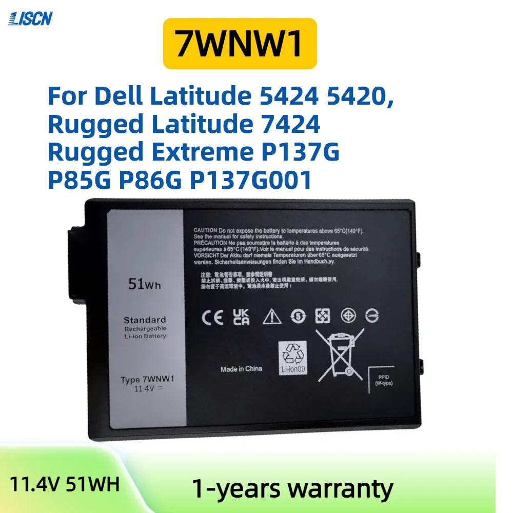 7WNW1 аккумулятор для ноутбука Dell Latitude 5420 5424 прочный 7424 Rugged Extreme P137G P85G P86G P137G001 P137G002