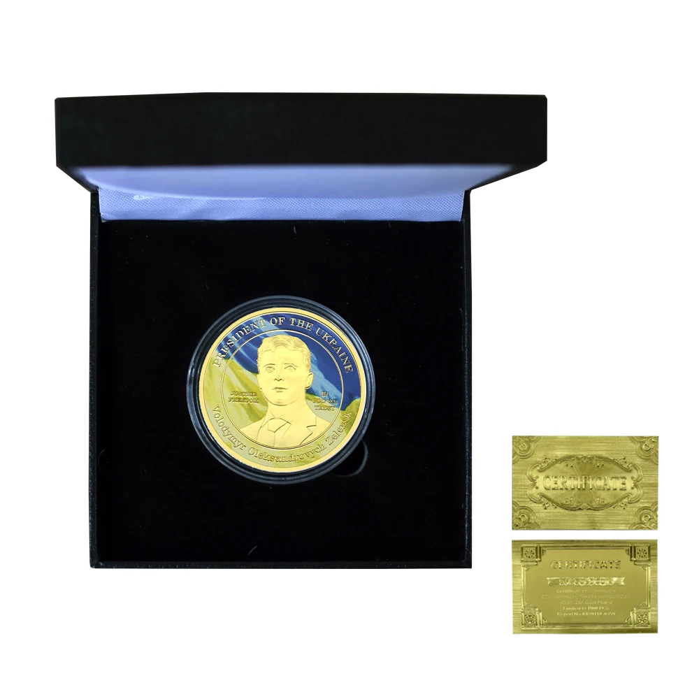 

Collection Box President of Ukraine Zelensky Gold Coin Strong Love and Peace Gold Plated Coin Decorative Souvenir Gifts