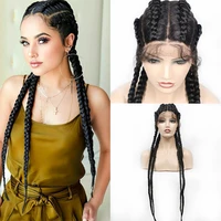 30 inches braided lace front wigs double dutch box braids twist wig with baby hair synthetic lace front wigs for black women