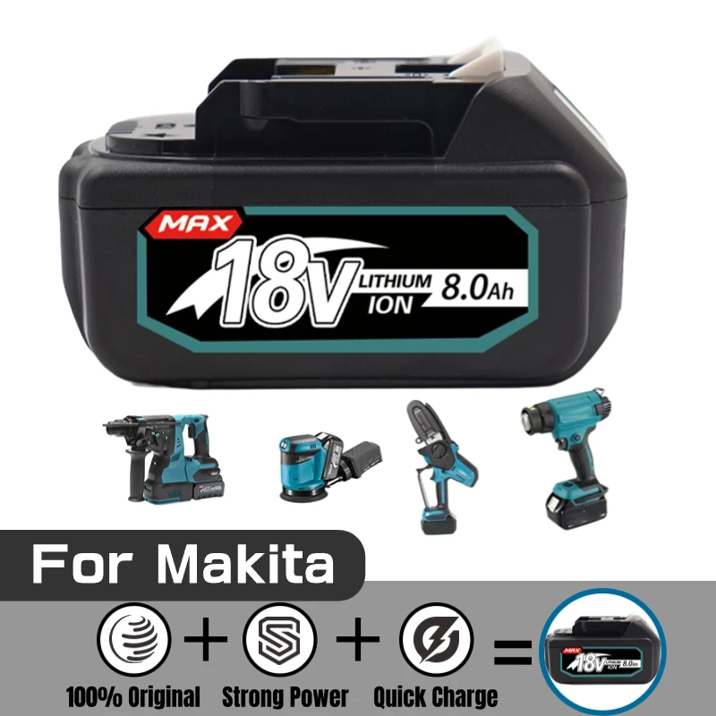 

18V 8A Replacement Lithium Battery For Makita BL1860 BL1850B BL1850 BL1840 BL1830 BL1820 BL1815 LXT-400