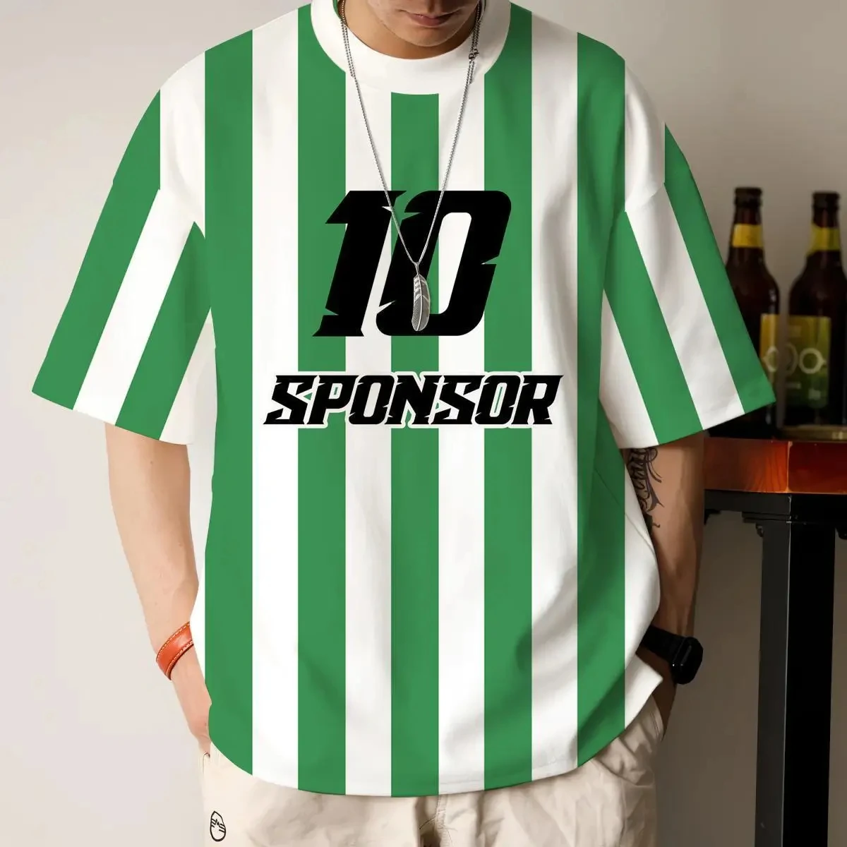 Футболка мужская оверсайз с 3D-принтом Модный Повседневный пуловер круглым