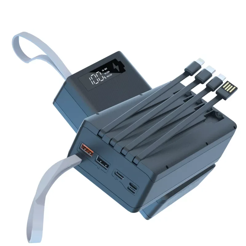 

12*18650 DIY Power Bank Base With Built in Type C Micro USB Cable Fast Power Bank Case 18650 Battery Holder Charging Box Shell