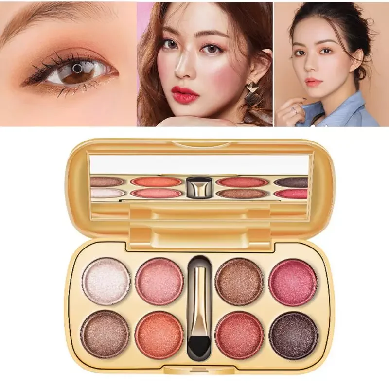 

NEW2023 LAMEILA 8-Color Eye Shadow Palette Not Easy To Smudge Waterproof Diamond Eyeshadow Natural Shimmer Eyes Makeup Easy To W