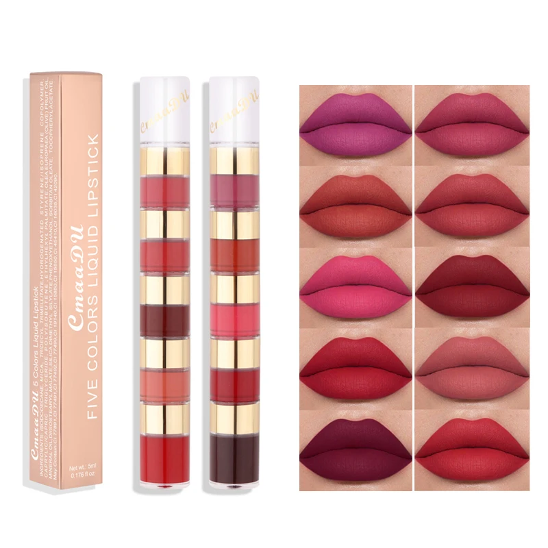 

Waterproof Long Lasting Matte Velvet Lipstick Kit Sexy Red Lip Tint Non-stick Cup Lip Gloss Moisturizing Lip Oil Makeup Lipstick