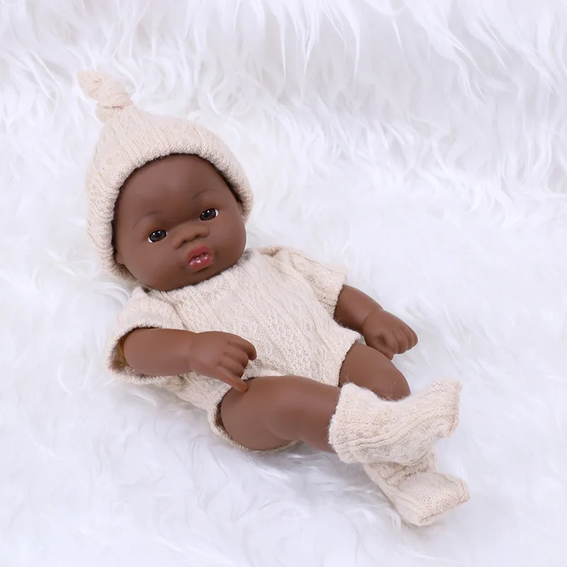 

Кукла реборн африканская, 20 см, полностью силиконовая, виниловая, черная кожа