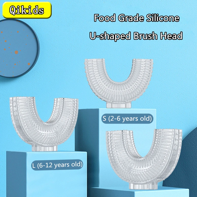 

5Pcs/Set U Shape Brush Head Silicone Replacement Brush Head 360 Degrees Oral Care Cleaning Toothbrush 2-12Y Children Baby Tooth