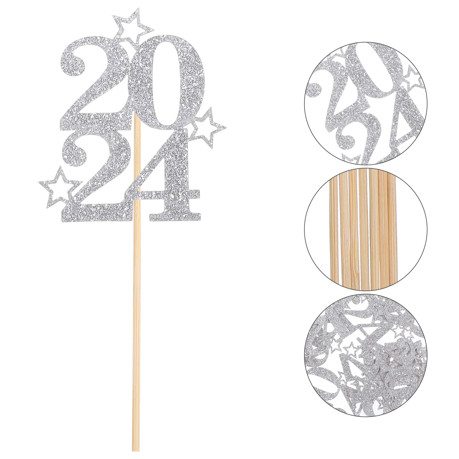 

30 Pcs Digital Cake Insert 2024 Picks Paper Cups Photo Props Decorative Mini Ornaments Decoration New Year Party