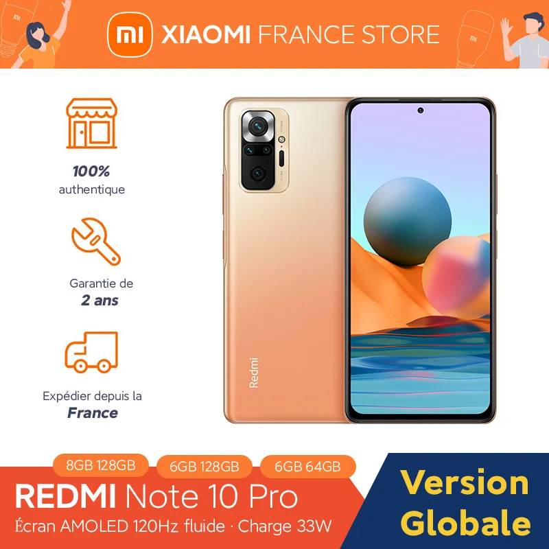 Смартфон Xiaomi Redmi Note 10 Pro 6/8 ГБ ОЗУ 128 Гб ПЗУ Snapdragon 732G 120 Гц AMOLED NFC | Мобильные телефоны
