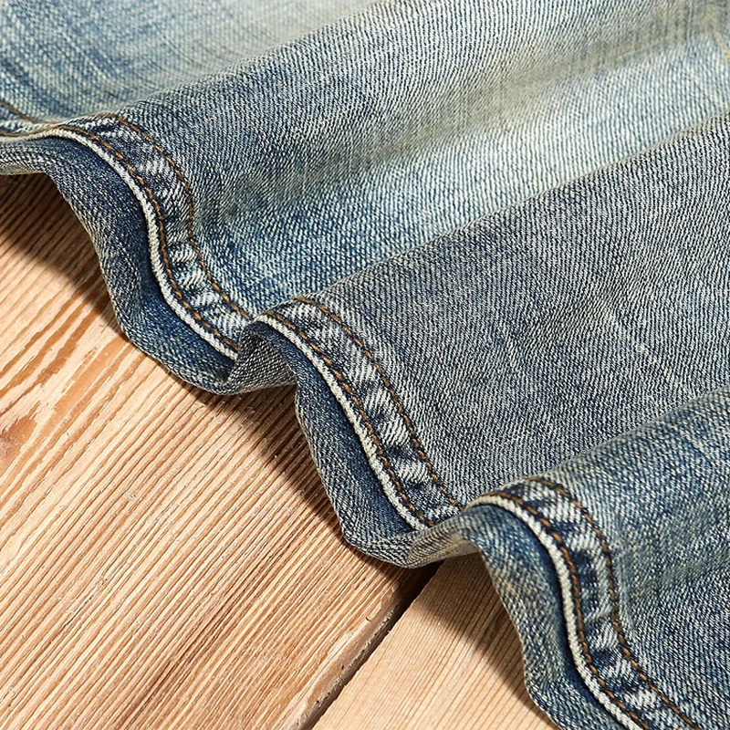 Italian Designer Fashion Men Jeans Stretch Elastic Slim Fit Ripped Jeans Men Vintage Trousers Velvet Winter Warm Pants Hombre