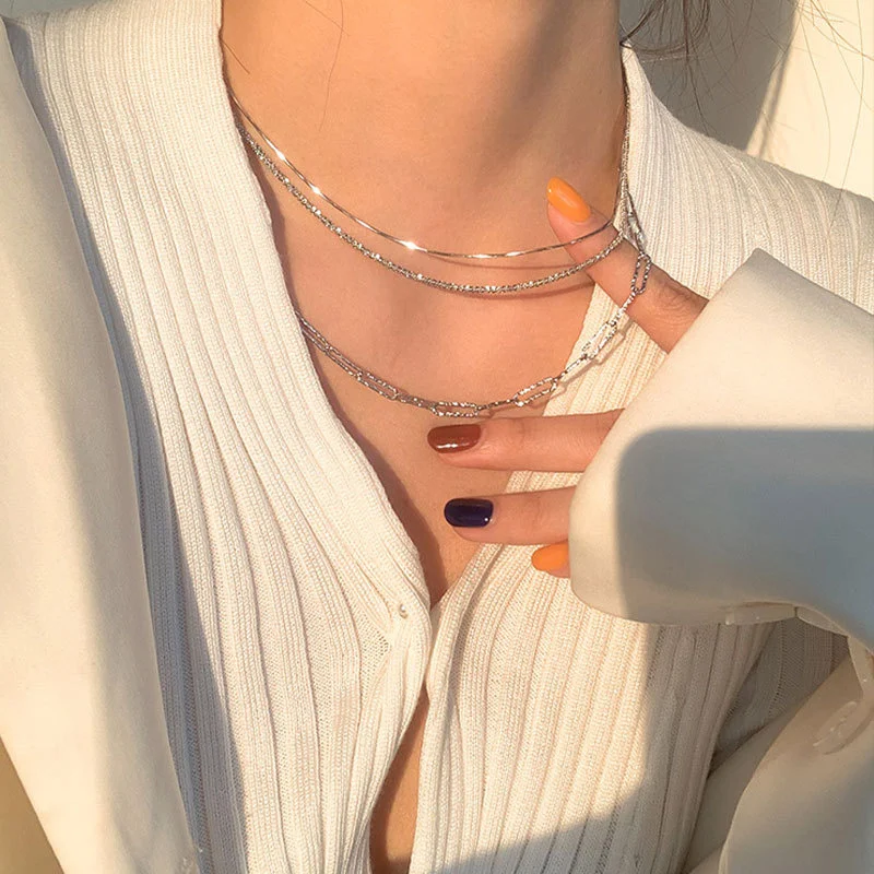 

Elegant Silver Color Metal Snake Clavicle Chain for Women Girls Charm Multilayer Necklace for Women Girls Wedding Jewelry Gifts