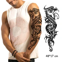 waterproof temporary tattoo sticker dragon tiger full arm black fake tatto large size flash tatoo sleeve tatto for man woman boy