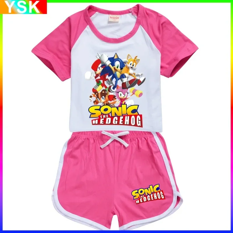 Звуковая Мода детская одежда мультяшная свободная футболка шорты повседневный